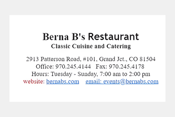 Berna B's Restaurant Classic Cuisine and Catering
